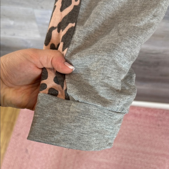 White Birch Gray Joggers with Leopard Print Sides - Picture 5 of 7